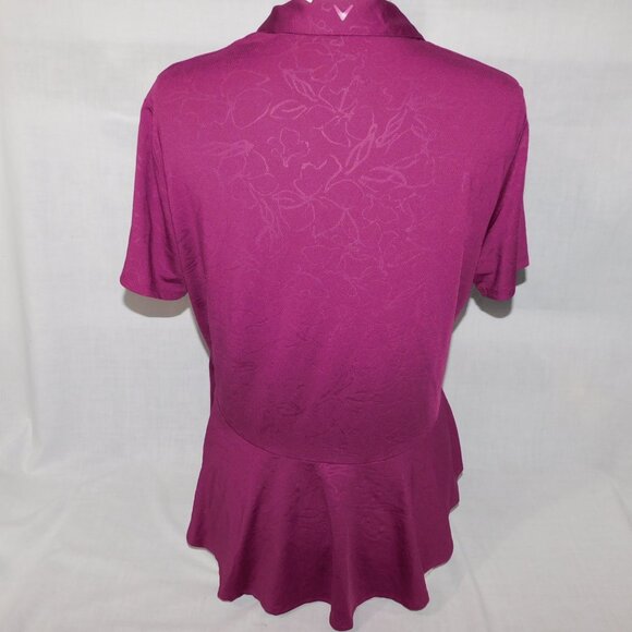 Callaway Opti Dri Womens L Purple Plum V Neck Golf Polo Shirt Back Ruffle - Picture 6 of 8